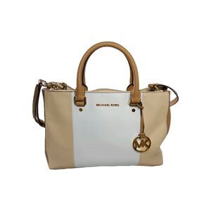 Michael Kors Sutton Center Stripe Satchel Handbag Saffiano Leather Multicolor